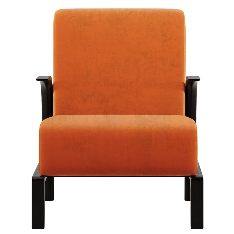 Orange Velvet Low-Profile Lounge Chair
