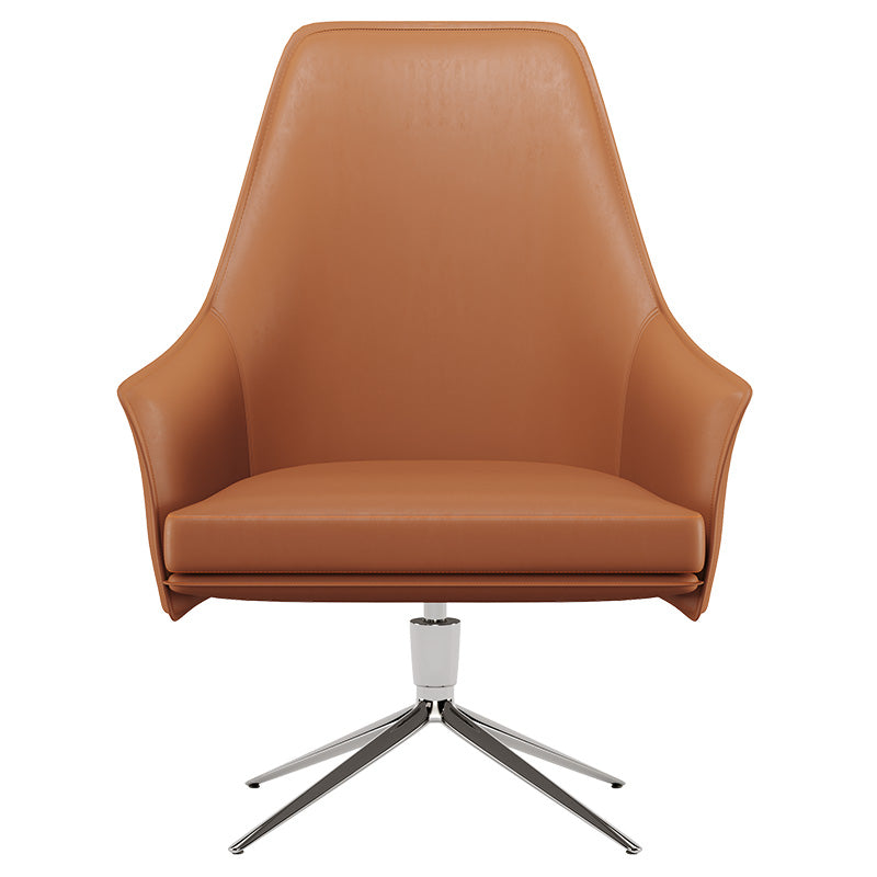 Brown-and-Orange Microfiber Leather Lounge Chair