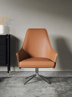 Brown-and-Orange Microfiber Leather Lounge Chair