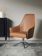 Brown-and-Orange Microfiber Leather Lounge Chair