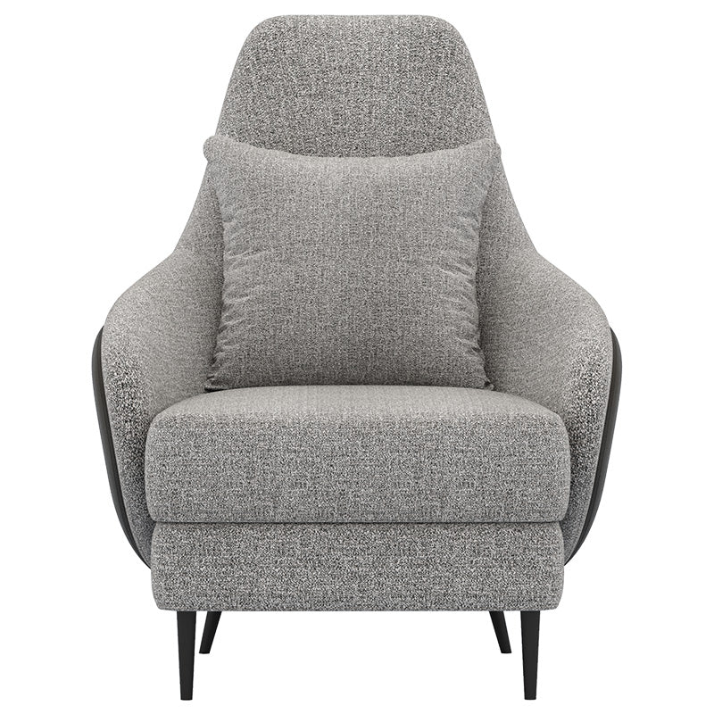 Grey Fabric Mid-Height with Wood Frame Lounge Chair