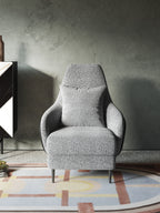 Grey Fabric Mid-Height with Wood Frame Lounge Chair