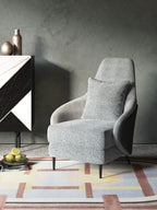 Grey Fabric Mid-Height with Wood Frame Lounge Chair