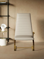 Metal-Accented Leather Tall-Profile with Metal Accents Lounge Chair