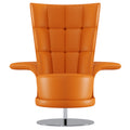 Orange Leather Tall-Profile Lounge Chair