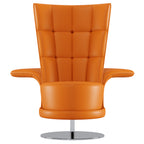 Orange Leather Tall-Profile Lounge Chair