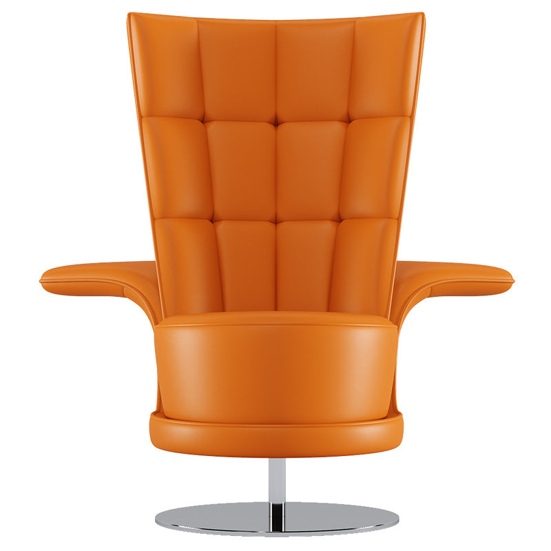 Orange Leather Tall-Profile Lounge Chair
