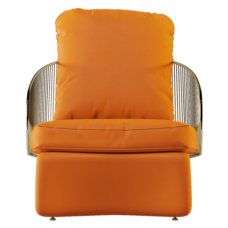 Orange Leather Mid-Height Lounge Chair