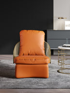 Orange Leather Mid-Height Lounge Chair
