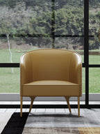 Leather Mid-Height with Metal Accents Lounge Chair