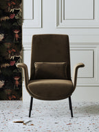 Velvet Mid-Height with Wood Frame Lounge Chair