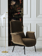 Velvet Mid-Height with Wood Frame Lounge Chair