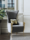 Grey Velvet Tall-Profile with Metal Accents Lounge Chair