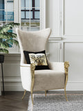 Rice White Velvet Tall-Profile Lounge Chair