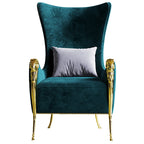 Metal-Accented Blue Velvet Tall-Profile with Metal Accents Lounge Chair
