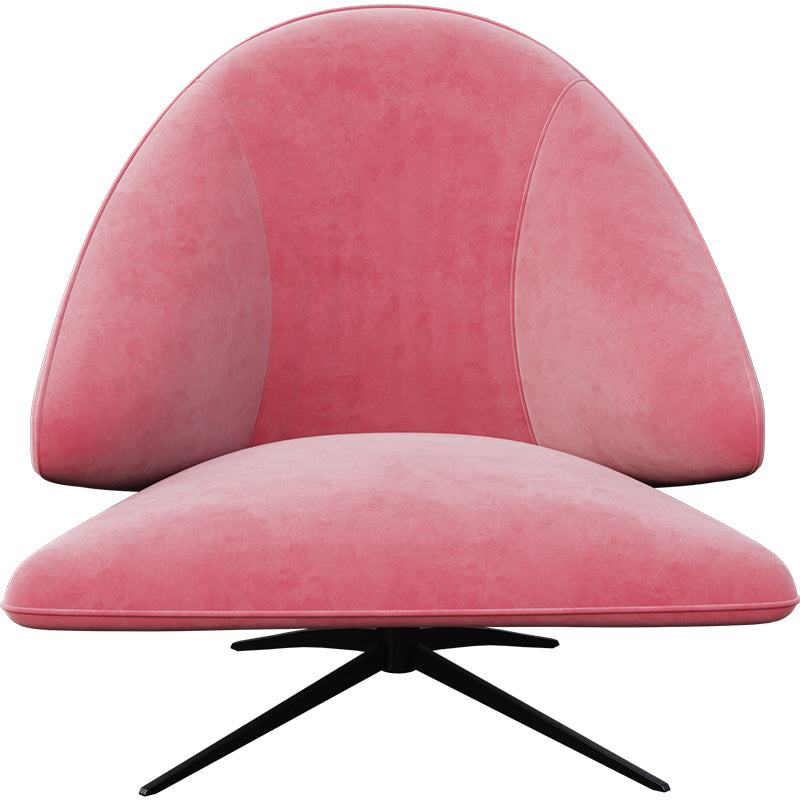 Pink Velvet Low-Profile with Metal Accents Lounge Chair
