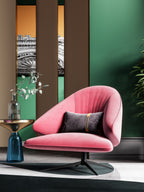 Pink Velvet Low-Profile with Metal Accents Lounge Chair