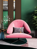 Pink Velvet Low-Profile with Metal Accents Lounge Chair