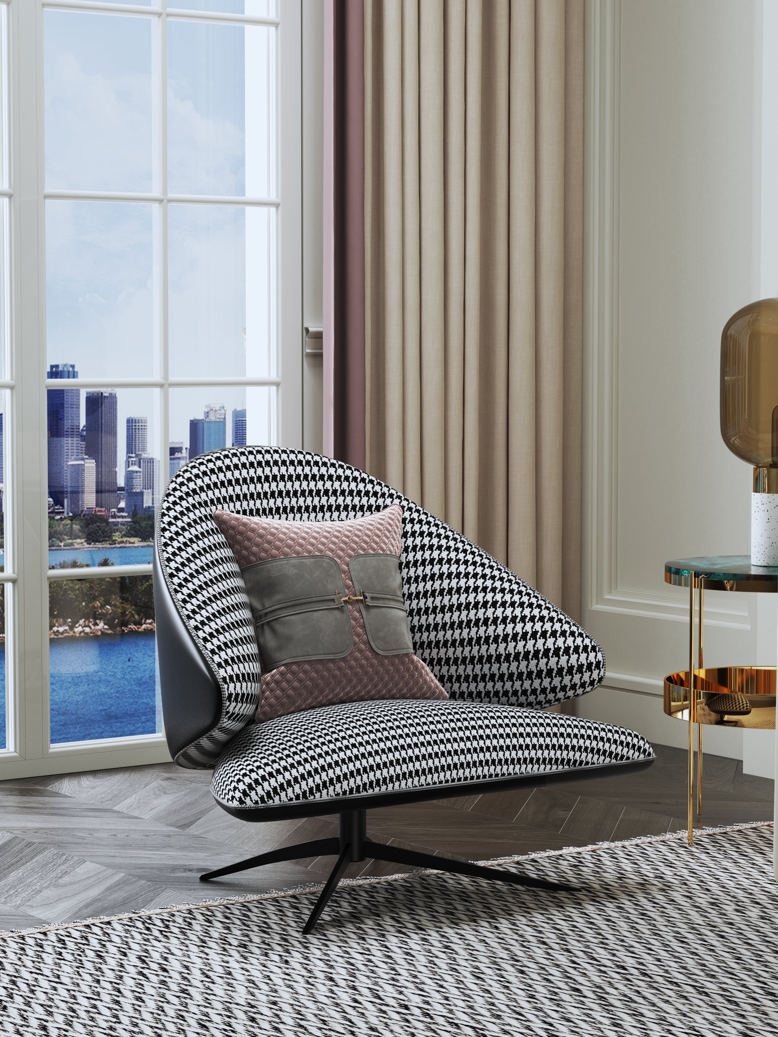 Fabric Low-Profile Lounge Chair