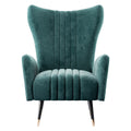 Wood-Framed Blue Velvet Tall-Profile with Metal Accents Lounge Chair