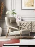 Metal-Accented Leather Low-Profile with Wood Frame Lounge Chair