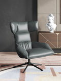 Wood-Framed Leather Tall-Profile with Metal Accents Lounge Chair