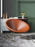 Metal-Accented Leather Low-Profile with Metal Accents Lounge Chair