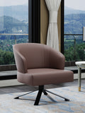 Wood-Framed Leather Low-Profile with Wood Frame Lounge Chair