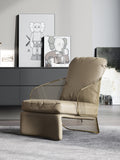 Taupe-Grey Microfibre Leather Lounge Chair