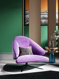 Purple Velvet Low-Profile Lounge Chair