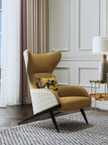Metal-Accented Leather Tall-Profile with Wood Frame Lounge Chair