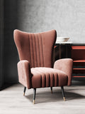 Pink Velvet Tall-Profile with Metal Accents Lounge Chair