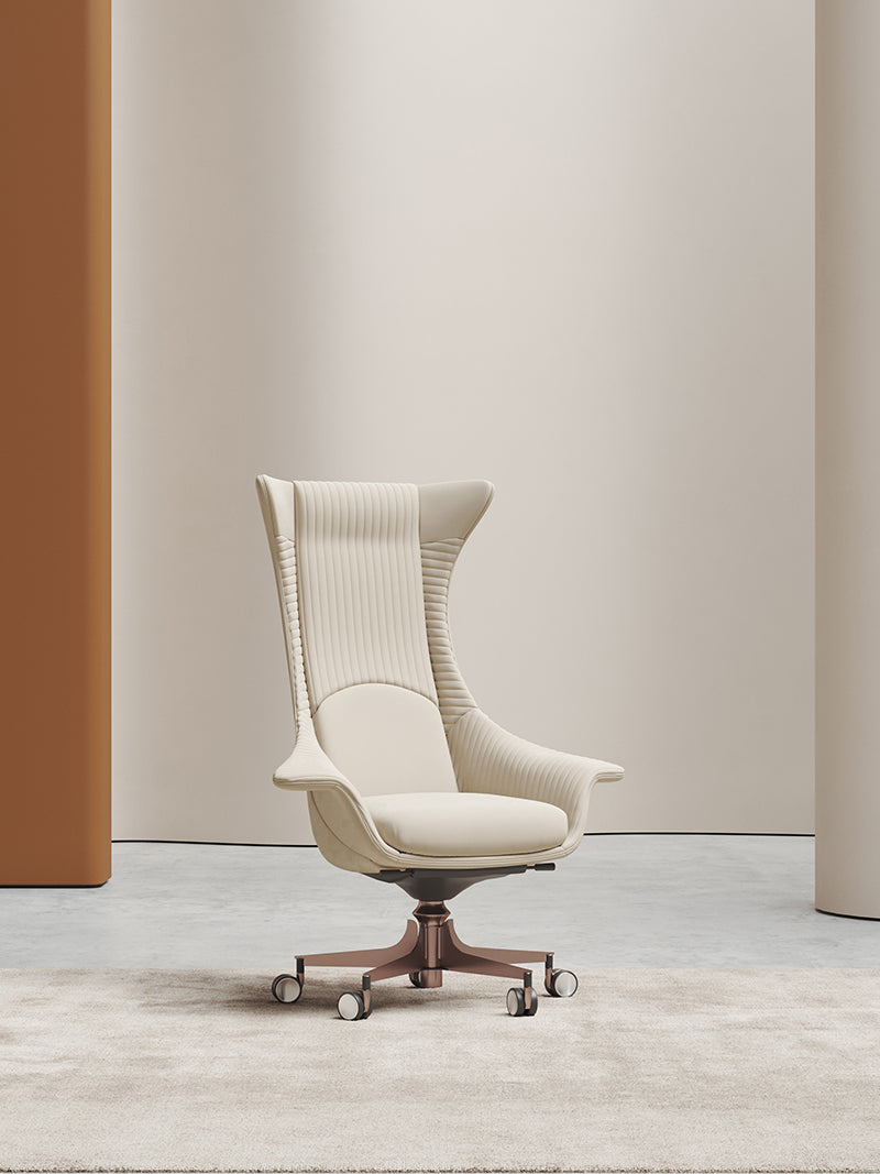 Polished Stainless Steel Half-Leather Office Chair