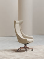 Polished Stainless Steel Half-Leather Office Chair