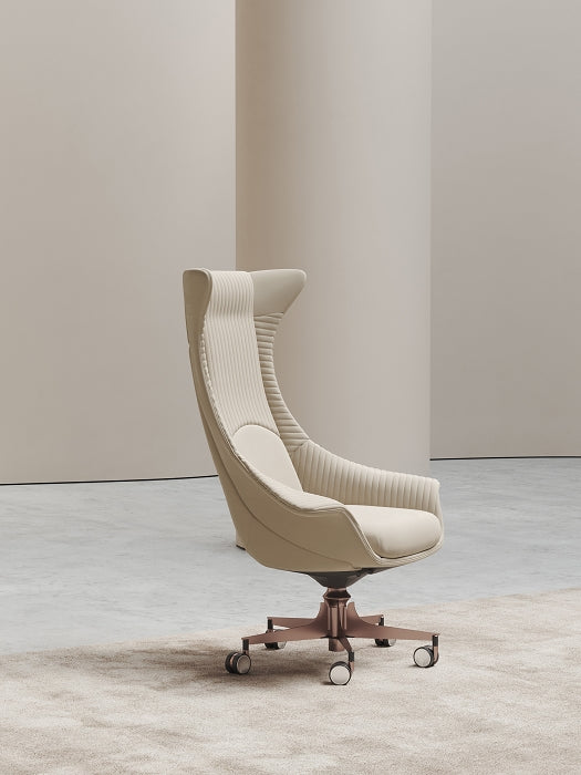 Polished Stainless Steel Half-Leather Office Chair