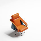 Leather Office Chair with High-Gloss Burl Veneer
