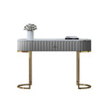 Narrow Marble Console Table with Polished Gold Accents