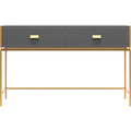 Saddle Leather and Polished Gold Side Table