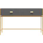 Saddle Leather and Polished Gold Side Table