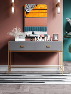 Saddle Leather and Polished Gold Side Table
