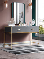 Saddle Leather and Polished Gold Side Table