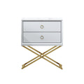 High-Gloss Nightstand with Metal Accents