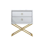 High-Gloss Nightstand with Metal Accents