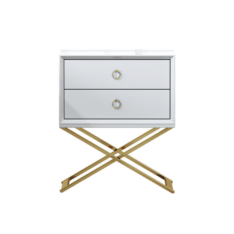 High-Gloss Nightstand with Metal Accents
