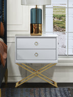 High-Gloss Nightstand with Metal Accents