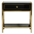 High-Gloss Nightstand with Metal Accents