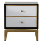 High-Gloss Nightstand with Metal Accents