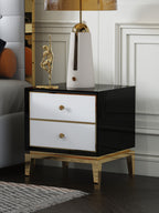 High-Gloss Nightstand with Metal Accents