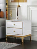 High-Gloss Nightstand with Metal Accents