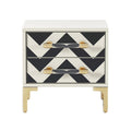 High-Gloss Nightstand with Metal Accents
